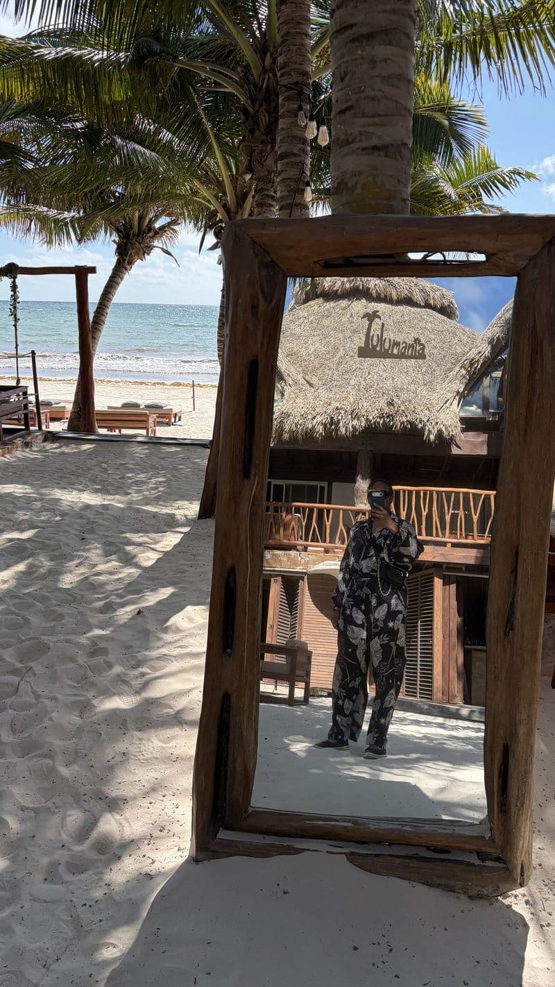 Faith at the beach in Tulum
